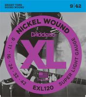 EXL120 XL NICKEL WOUND Струны для электрогитары Super Light 9-42 D`Addario